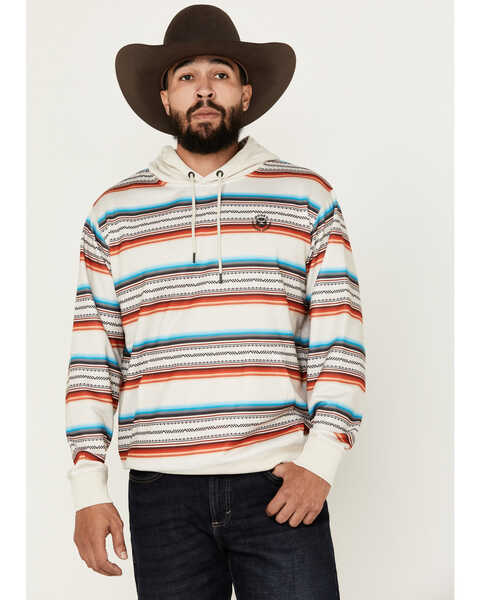 Image #1 - Hooey Men's Mesa Serape Striped Hooded Sweatshirt , Cream, hi-res