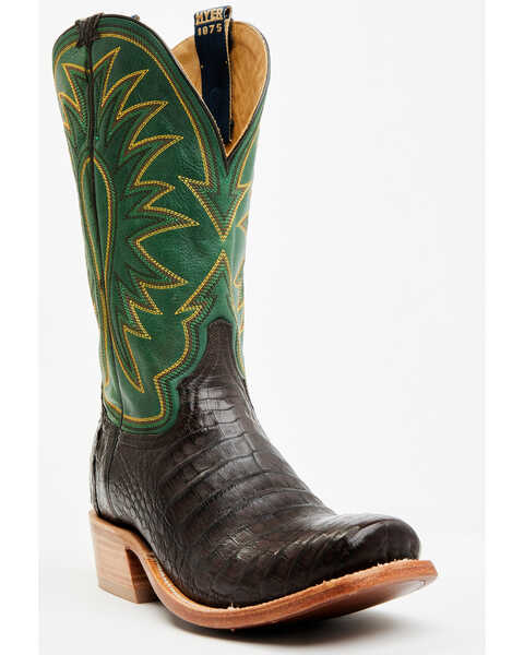 Hyer Men's Spearville Exotic Caiman Western Boots - Square Toe , Black, hi-res