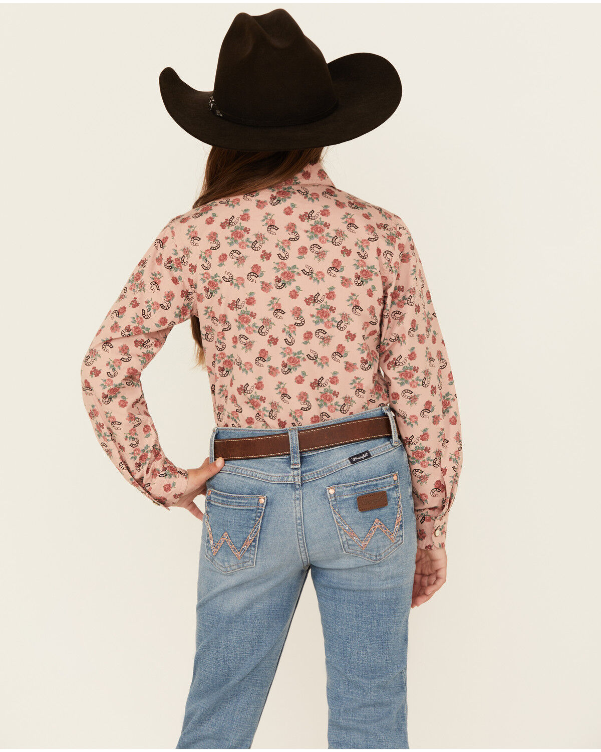 Image #4 - Ariat Girls' Floral Print Long Sleeve Snap Western Shirt, Multi, hi-res