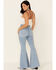 Grace in LA Women's Southwestern Flare Leg Jeans, Light Blue, hi-res