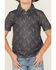 Image #2 - Rock & Roll Denim Boys' Long Horn Print Short Sleeve Button-Down Polo, Black, hi-res