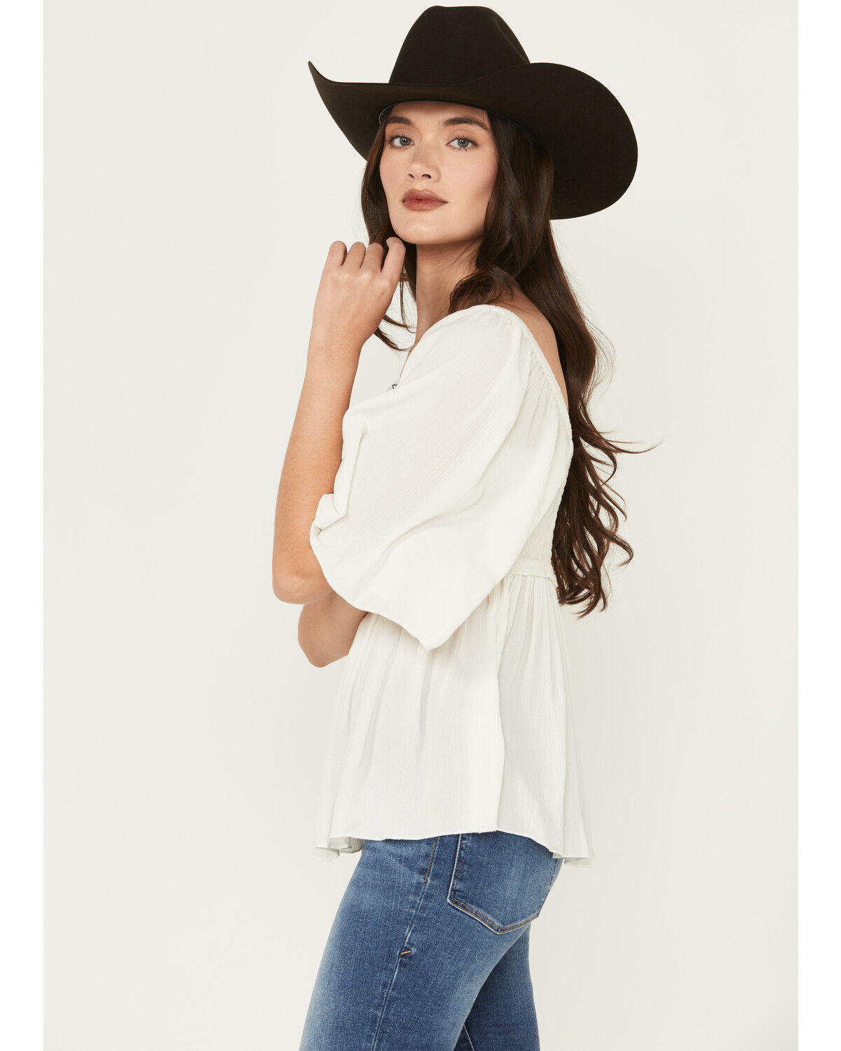Image #2 - Shyanne Women's Embroidered Crinkle Tunic, Ivory, hi-res