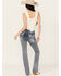Image #1 - Grace In LA Women's Medium Wash Dreamcatcher Sequin Bootcut Stretch Denim Jeans , Medium Wash, hi-res