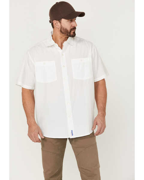 Image #1 - Resistol Men's Solid Short Sleeve Button-Down Western Shirt , White, hi-res