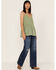 Cleo + Wolf Women's Smocked Button Front Woven Tank Top , Loden, hi-res