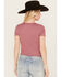 Image #4 - Moa Moa Women's Ribbed Corset Style Short Sleeve Top, Mauve, hi-res