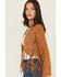 Image #2 - Vocal Women's Fringe Cropped Jacket, Camel, hi-res
