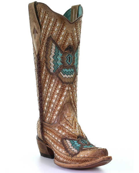 Image #1 - Corral Women's Sand Lamb Embroidery Western Boots - Snip Toe, , hi-res