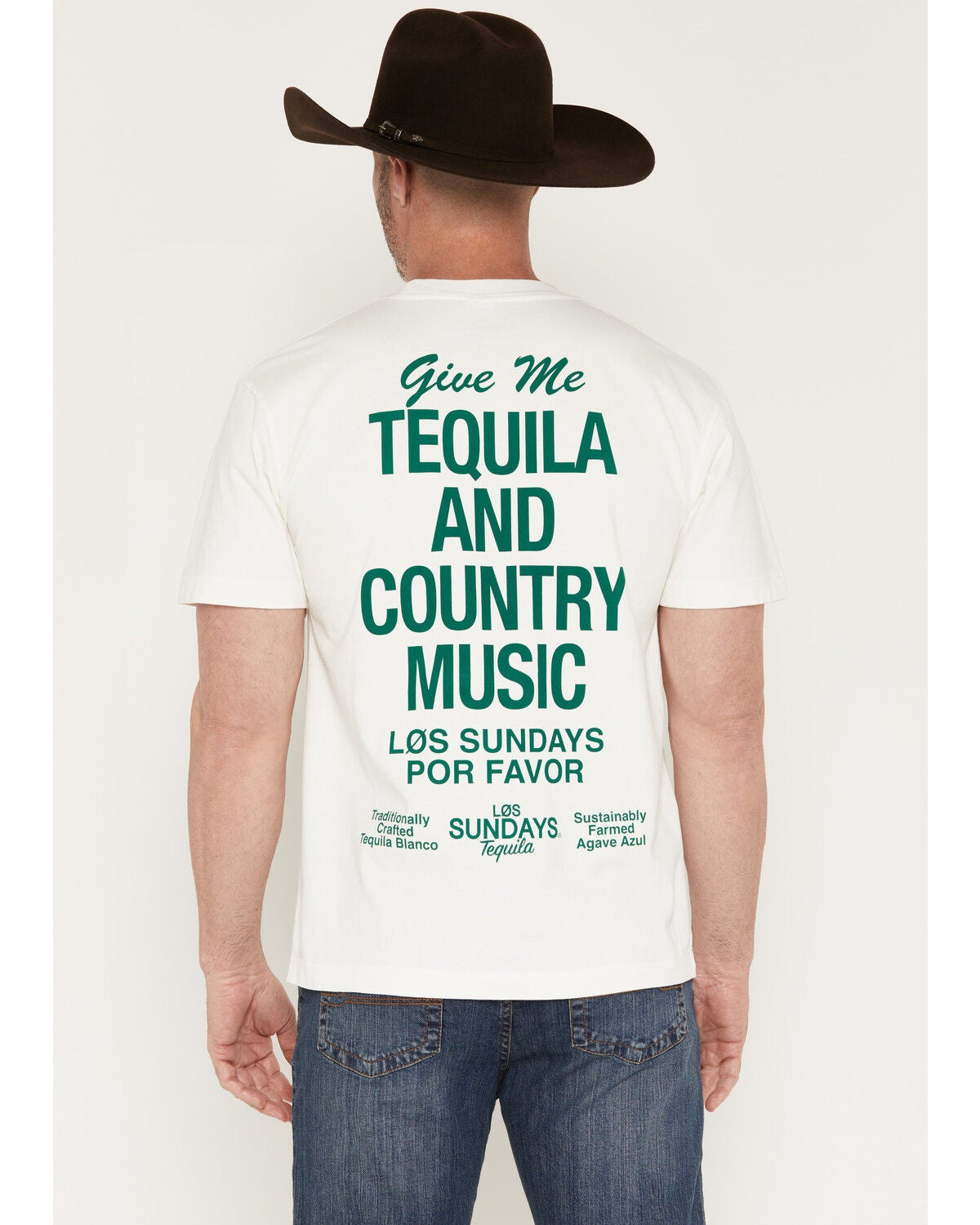 Image #1 - Los Sundays Men's Tequila & Country Music Short Sleeve Graphic T-Shirt, White, hi-res