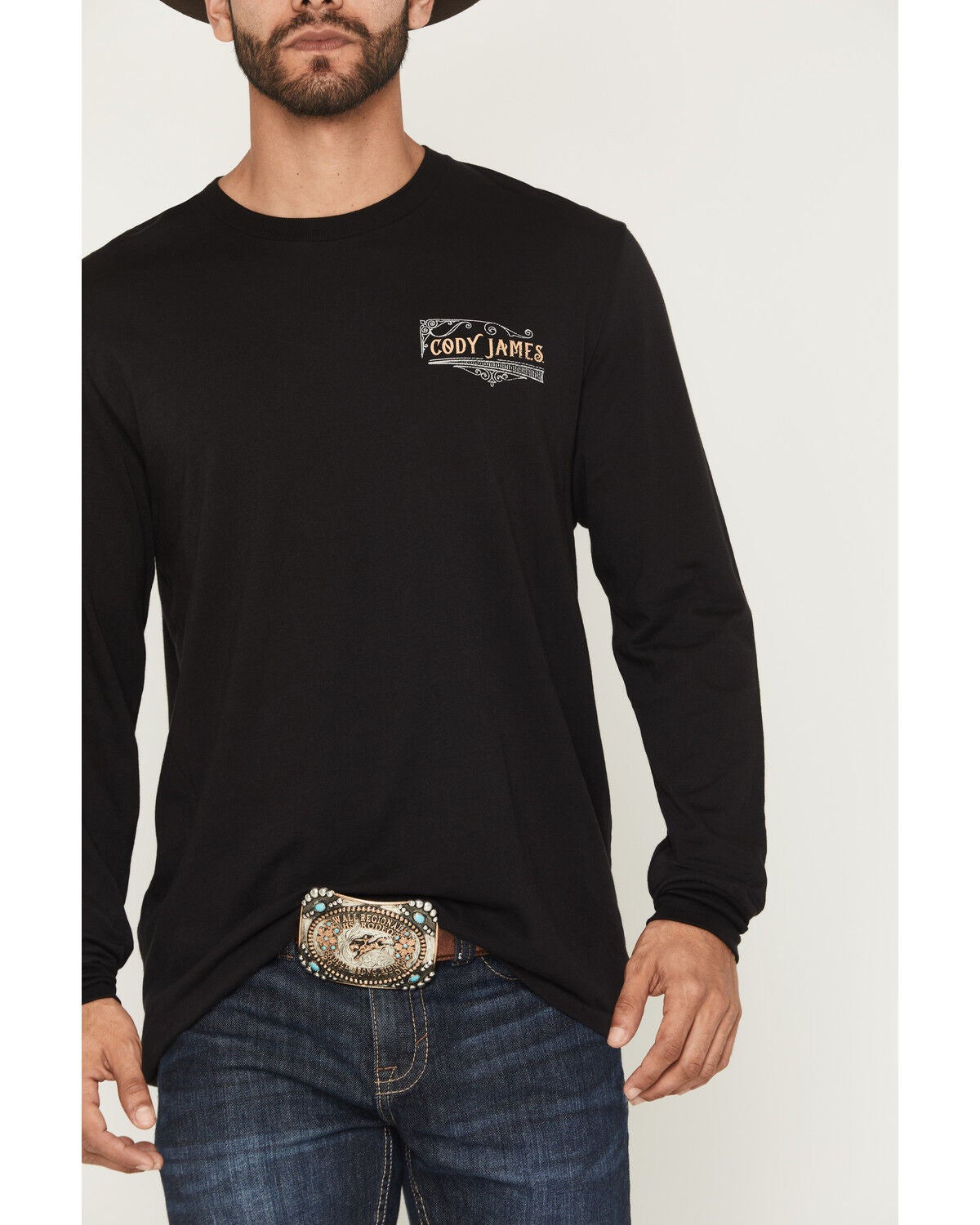 Image #4 - Cody James Men's Whiskey Verbiage Long Sleeve Graphic T-Shirt, Black, hi-res
