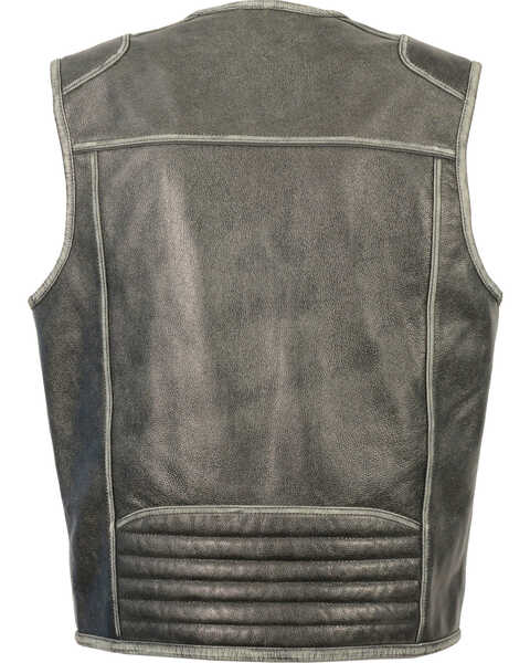 Image #2 - Milwaukee Leather Men's Vintage Distressed Zipper Front Vest - Big - 4X, Grey, hi-res