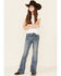 Grace In LA Girls' Medium Wash Tribal Southwestern Pocket Embroidered Bootcut Jeans , Blue, hi-res