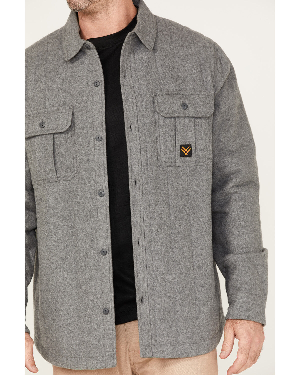Image #3 - Hawx Men's Channel Quilted Flannel Button-Down Shirt Jacket, Grey, hi-res