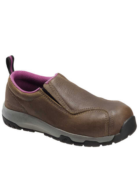 Image #1 - Nautilus Women's Slip-On Work Shoes - Composite Toe, Brown, hi-res