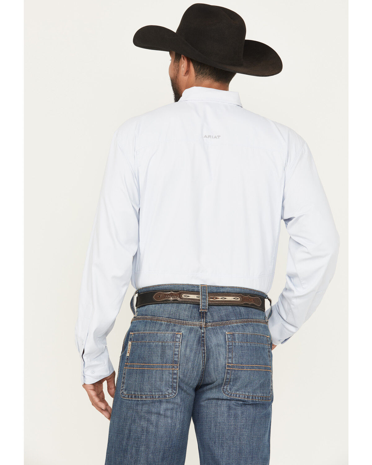 Image #4 - Ariat Men's VenTek Outbound Solid Long Sleeve Button-Down Western Shirt - Tall, Light Blue, hi-res