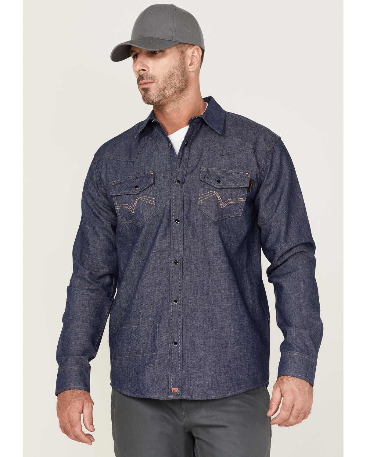 Image #1 - Cody James Men's FR Denim Mount Vernon Long Sleeve Snap Work Shirt, Indigo, hi-res
