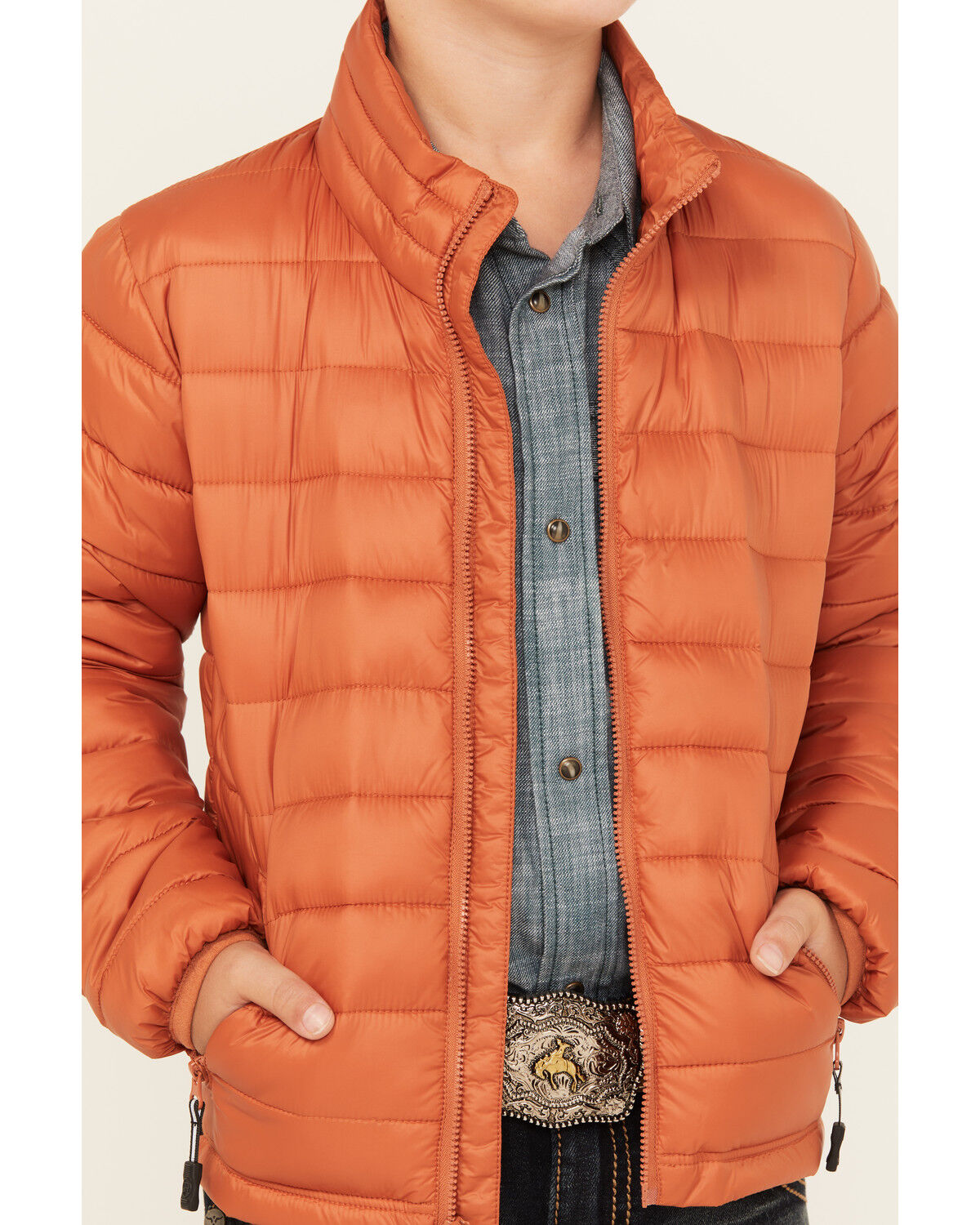 Image #3 - Roper Boys' Quilted Parachute Puffer Jacket, Orange, hi-res