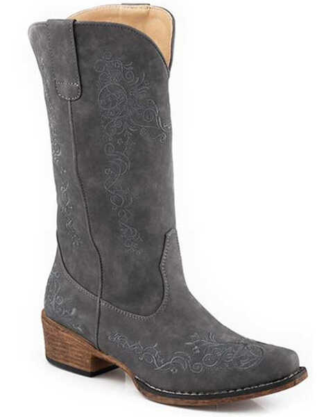 Image #1 - Roper Women's Riley Scroll Western Boots - Snip Toe, Grey, hi-res