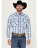 Image #1 - Wrangler 20X Men's Advanced Comfort Plaid Print Long Sleeve Snap Stretch Western Shirt , Blue, hi-res