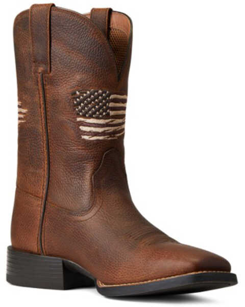 Image #1 - Ariat Men's Cliff Sport All Country Western Performance Boots - Broad Square Toe , Brown, hi-res