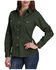 Image #1 - Roper Women's Solid Long Sleeve Snap Western Shirt, Dark Green, hi-res