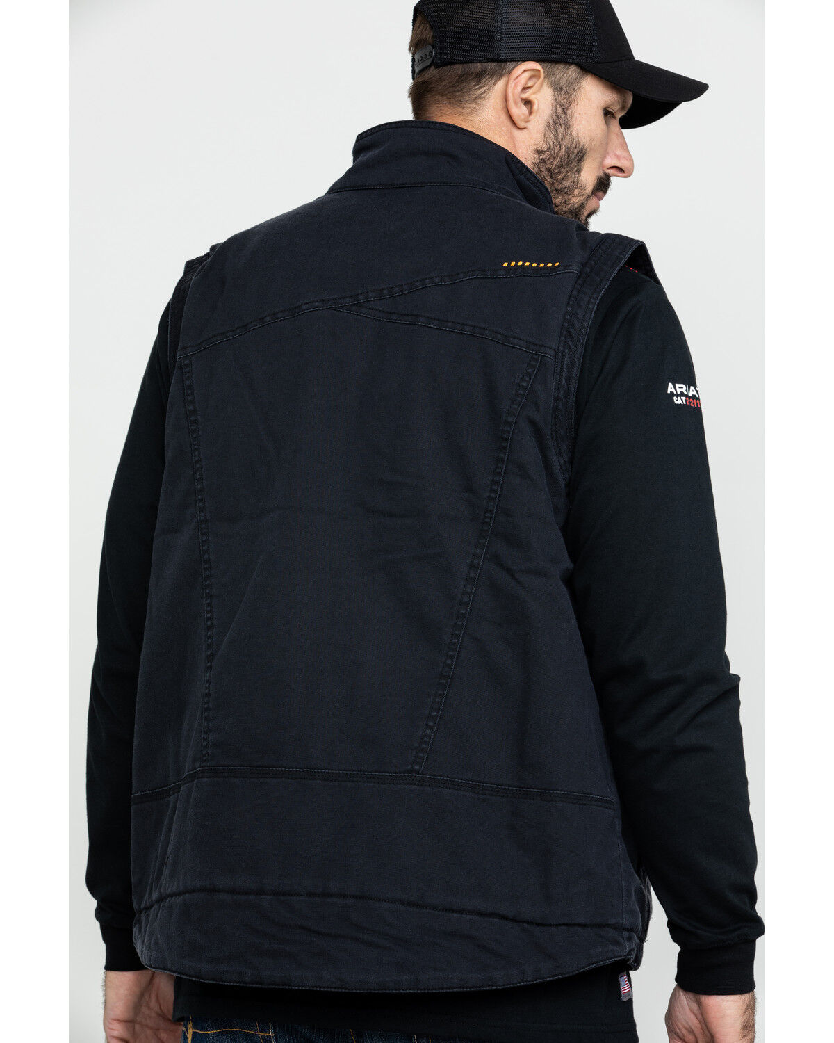 Image #2 - Ariat Men's Rebar Washed Dura Canvas Insulated Work Vest - Big & Tall, Black, hi-res