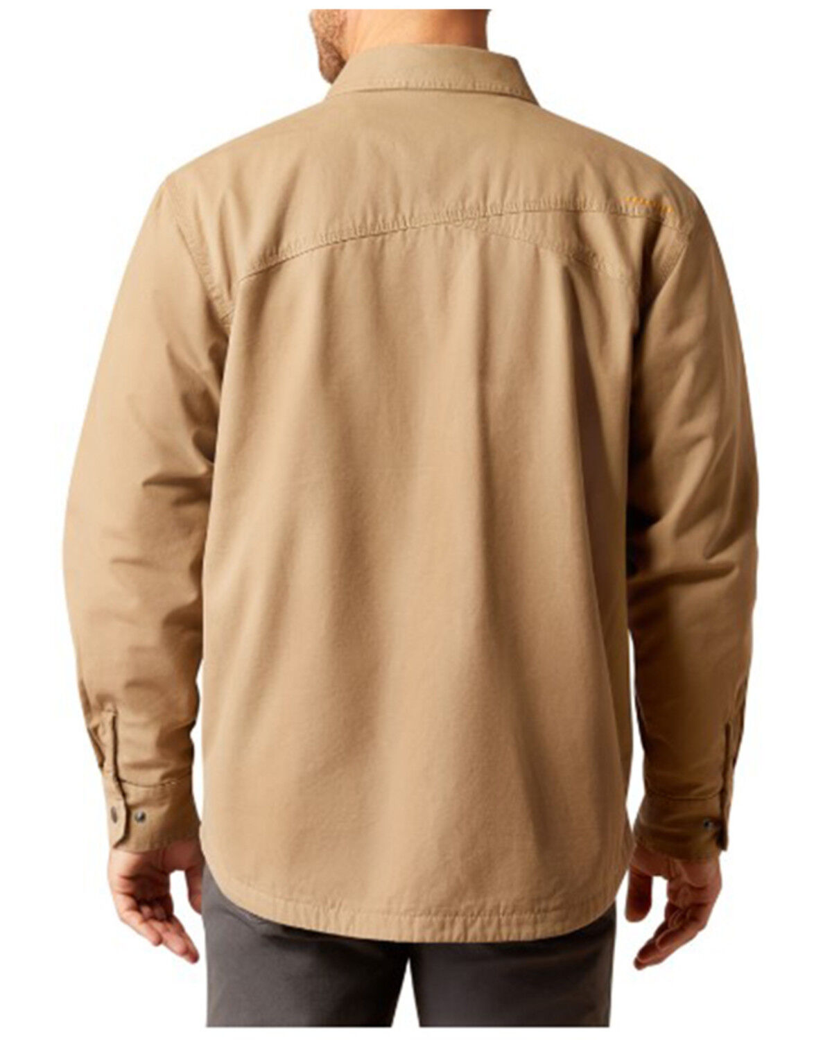 Image #2 - Ariat Men's Rebar Canvas Long Sleeve Snap Shirt Jacket, Beige, hi-res
