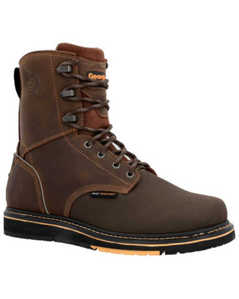 Image #1 - Georgia Boot Men's AMP LT Wedge 8" Lace-Up Work Boots - Soft Toe, Brown, hi-res
