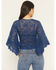 Image #4 - Shyanne Women's Wrap Front Long Sleeve Lace Top, Navy, hi-res