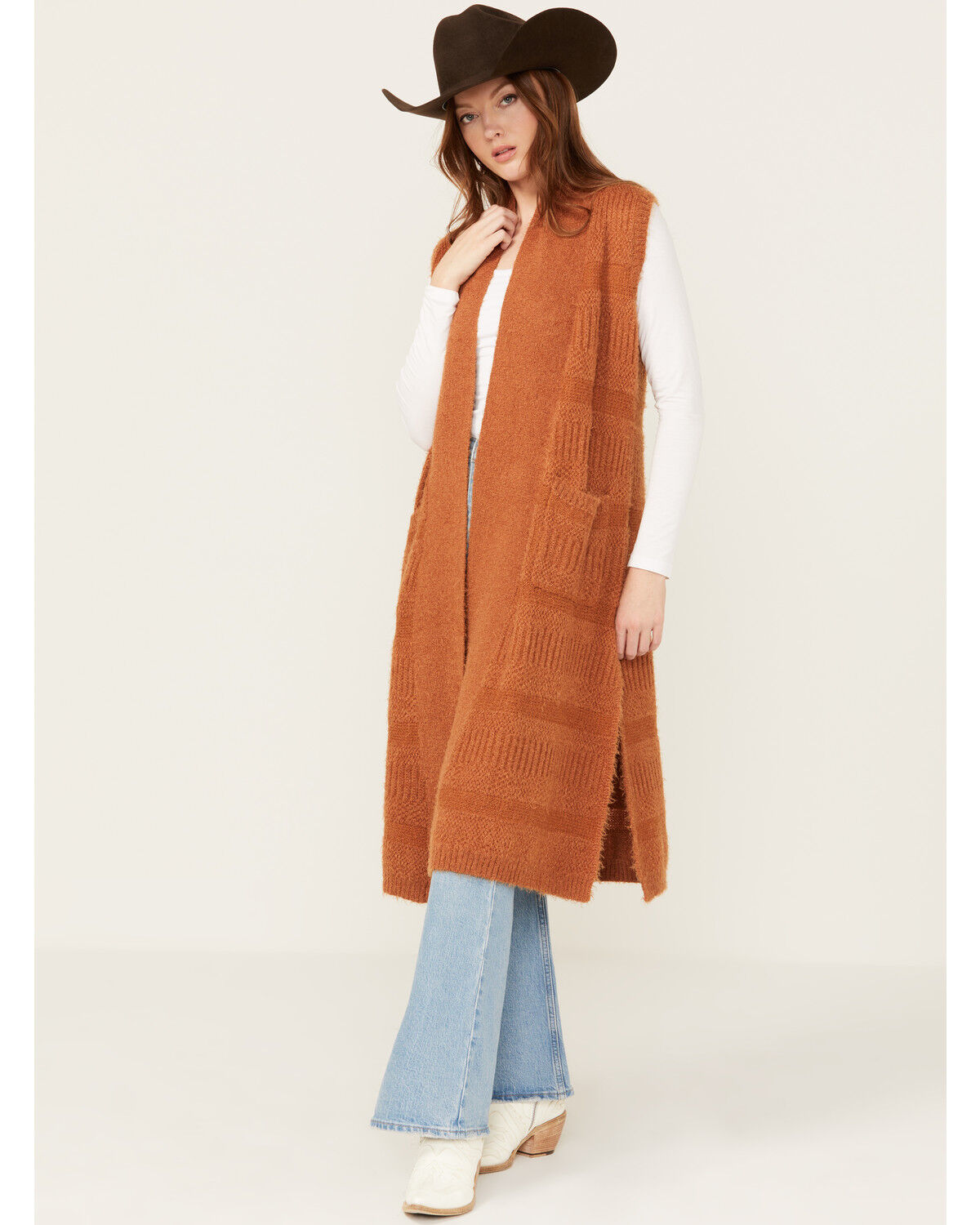 Image #1 - Shyanne Women's Long Sweater Vest, Caramel, hi-res