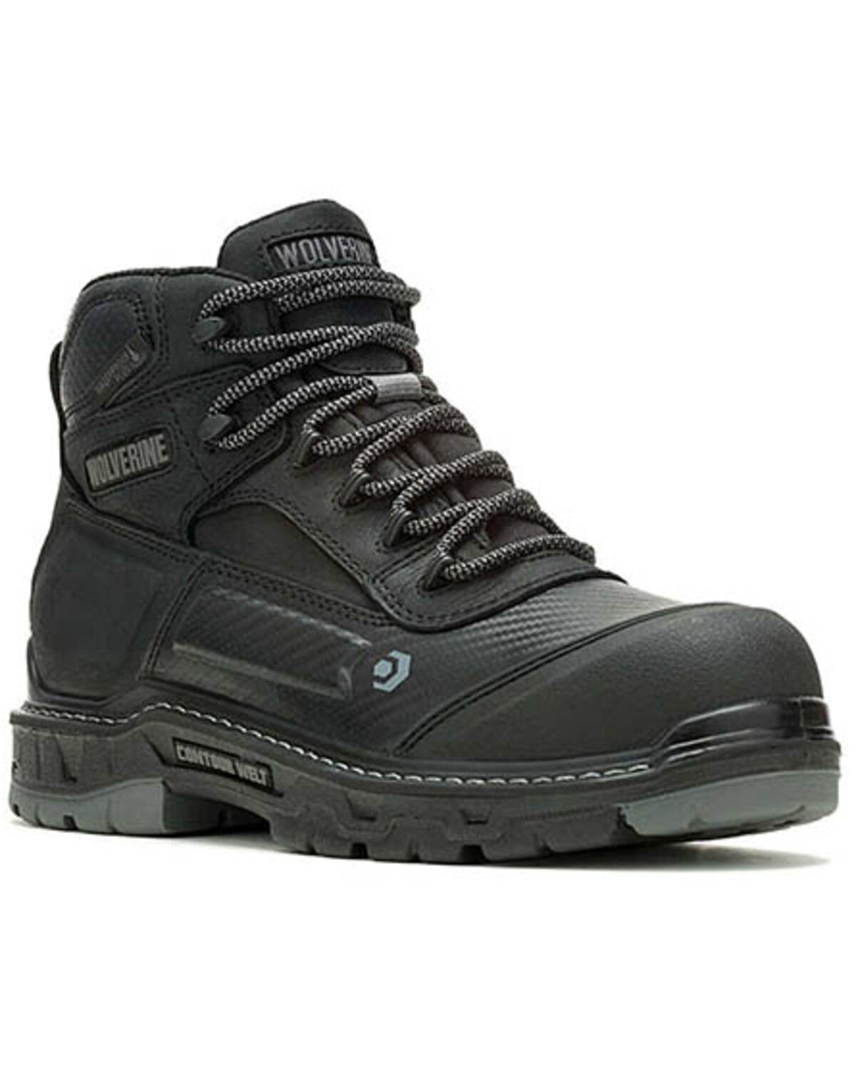Image #1 - Wolverine Men's 6" Overpass CarbonMax® Work Boots - Composite Toe, Black/grey, hi-res