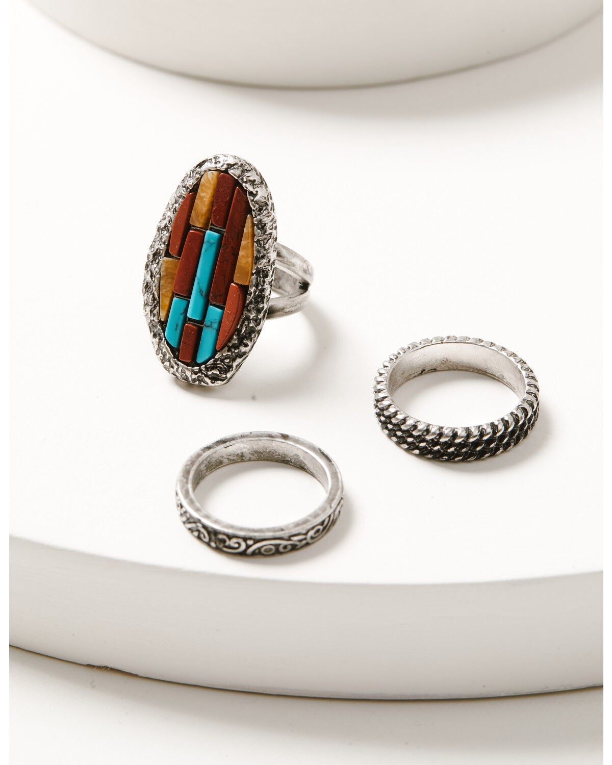 Image #1 - Shyanne Women's Retro Revival Ring Set - 3 Piece, Silver, hi-res