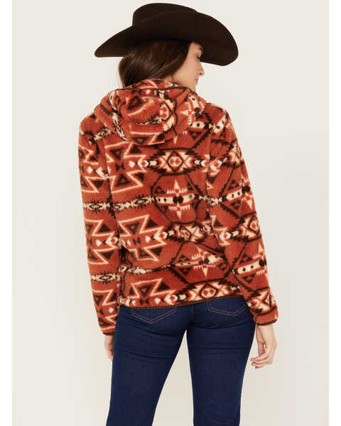 Image #4 - Ariat Women's Southwestern Print Berber Hooded Pullover, Rust Copper, hi-res