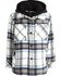 Image #1 - Urban Republic Toddler Boys' Plaid Print Sherpa Lined Hooded Shirt Jacket, White, hi-res