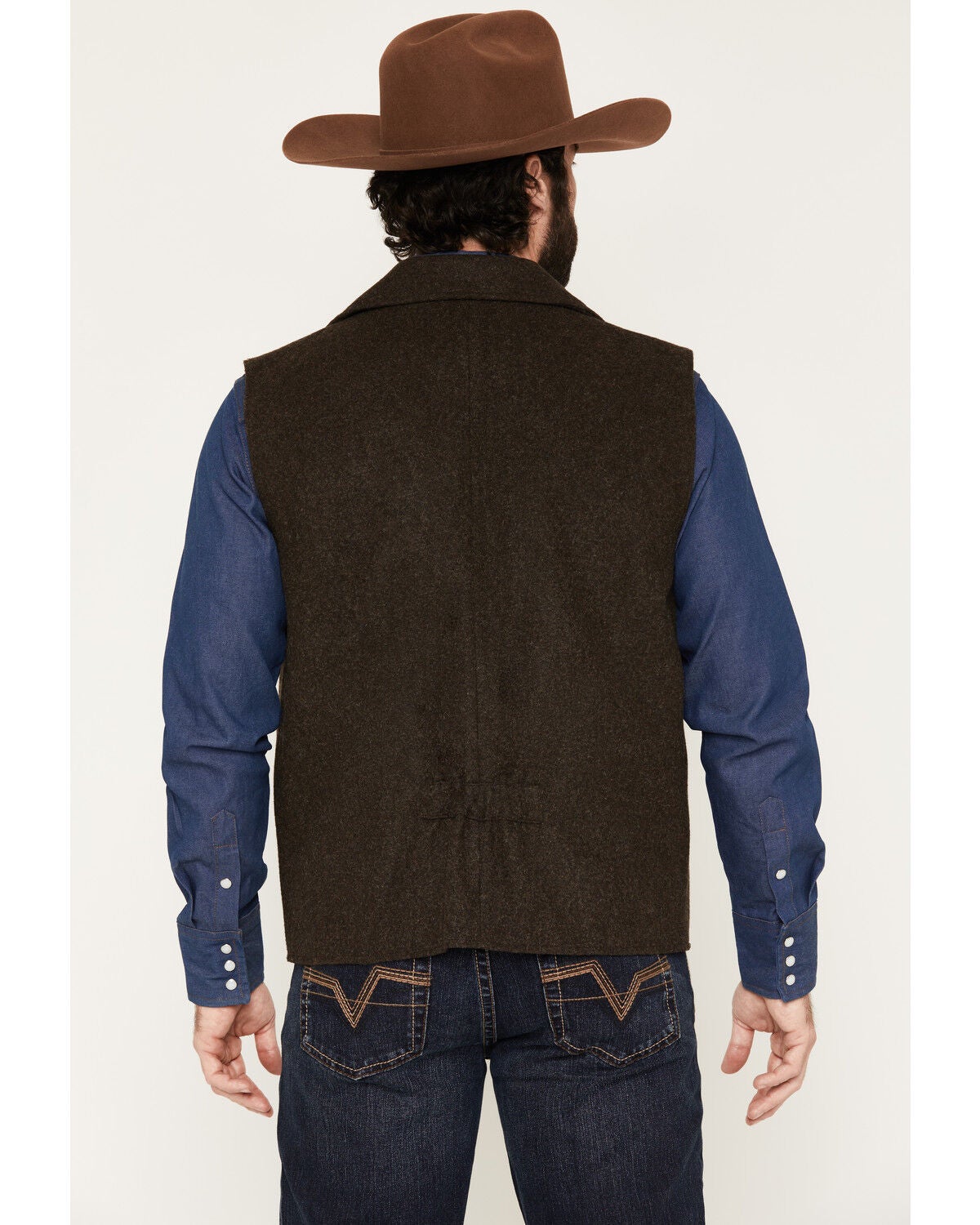 Image #4 - Powder River Outfitters Men's Wool Button-Down Vest, Dark Brown, hi-res