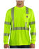 Image #1 - Carhartt Force Men's High-Visibilty Class 3 Long Sleeve Work T-Shirt, Yellow, hi-res