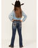 Image #3 - Shyanne Little Girls' Dark Wash Horse Embroidered Bootcut Jeans , Blue, hi-res