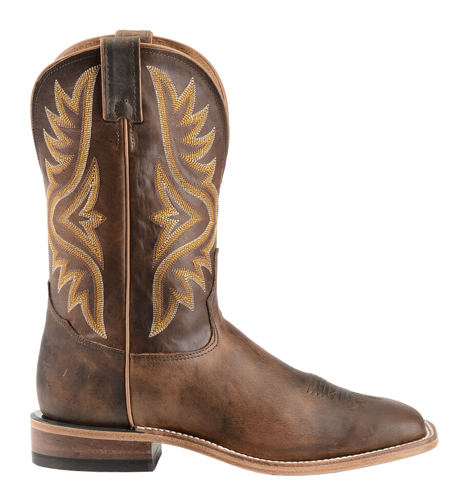 Tony Lama Tan Worn Goat Leather Americana Cowboy Boots - Square Toe, Tan, hi-res