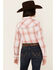 Image #4 - Ely Walker Women's Floral Embroidered Plaid Print Long Sleeve Pearl Snap Western Shirt, Rust Copper, hi-res