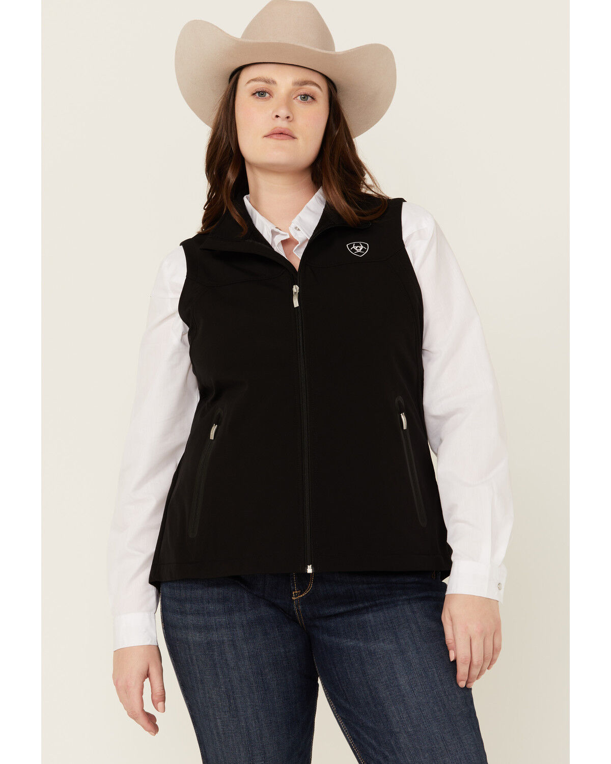 Image #1 - Ariat Women's Team Softshell Vest - Plus, Black, hi-res