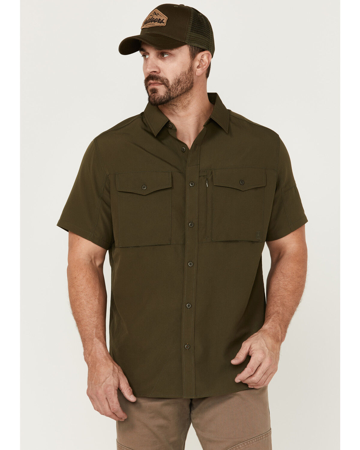 Image #1 - Brothers and Sons Men's Solid Dobby Performance Short Sleeve Button-Down Western Shirt, , hi-res