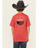 Image #1 - Ariat Boys' Flag Scope Logo Short Sleeve Graphic T-Shirt, Burgundy, hi-res