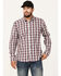 Image #1 - Brothers and Sons Men's Dawson Plaid Print Long Sleeve Button Down Western Shirt, Burgundy, hi-res