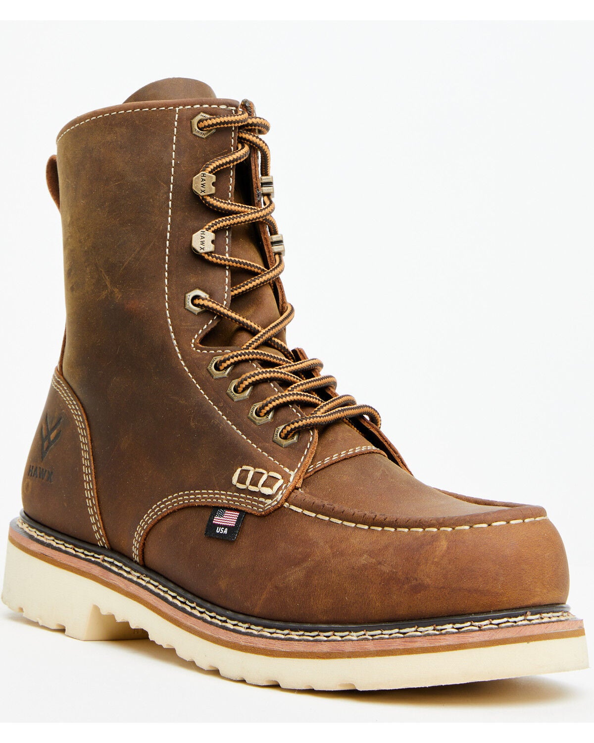 Hawx Men's 8" USA Redesigned Work Boots - Composite Toe, Brown, hi-res