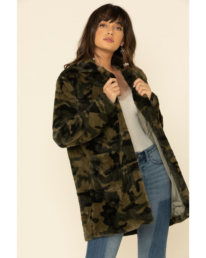 Katydid Women's Green Camo Faux Fur Lined Jacket , Camouflage, hi-res