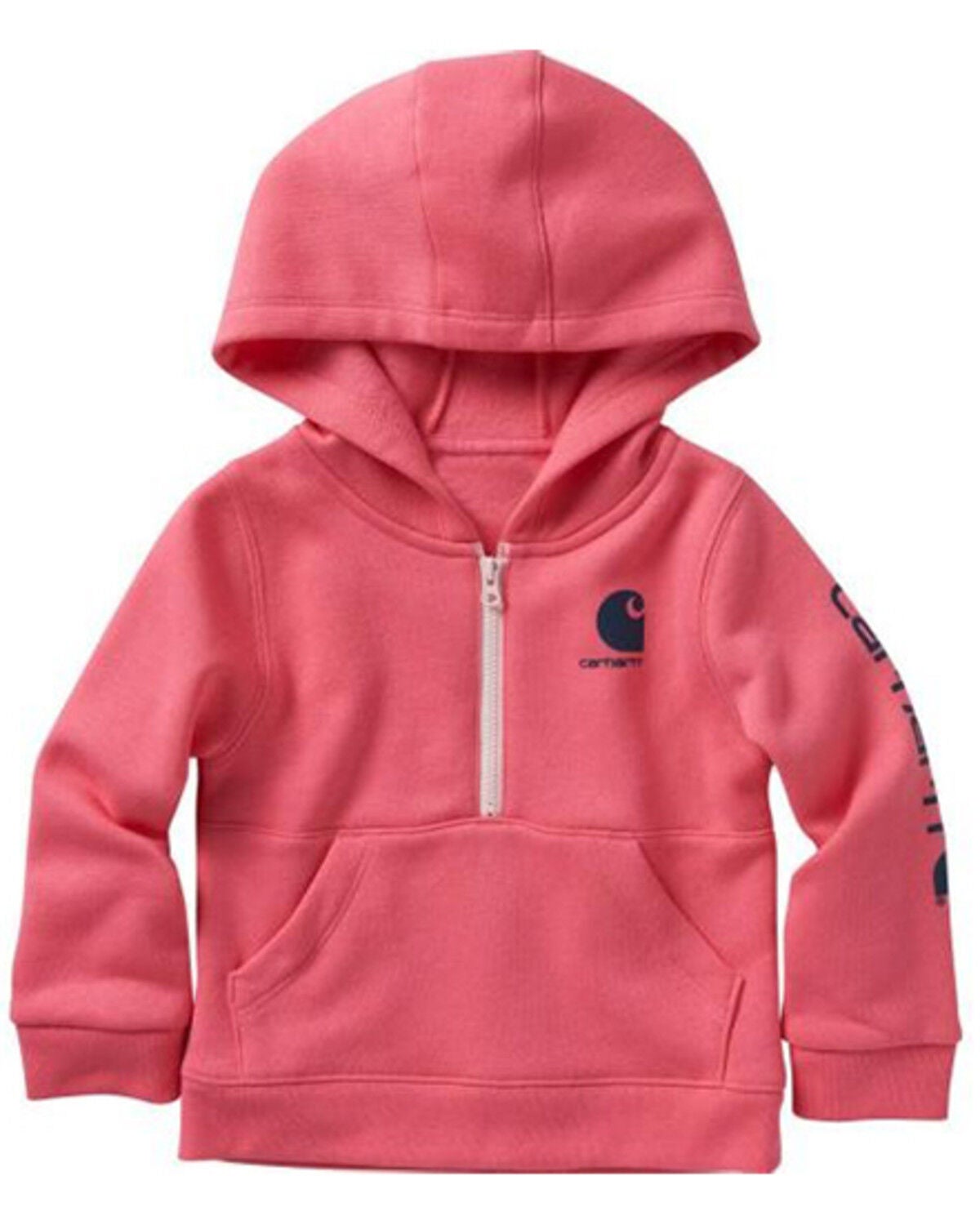 Carhartt Infant Girls' Half Zip Logo Hoodie, Pink, hi-res