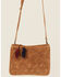 Prime Time Jewelry Women's Suede Leather Tan Crossbody, Tan, hi-res