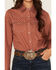Image #3 - Ely Walker Women's Geo Print Long Sleeve Snap Stretch Western Shirt, Rust Copper, hi-res