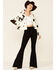 Image #2 - 26 International Women's Cow Print Snap-Front Crop Shirt Jacket , Ivory, hi-res