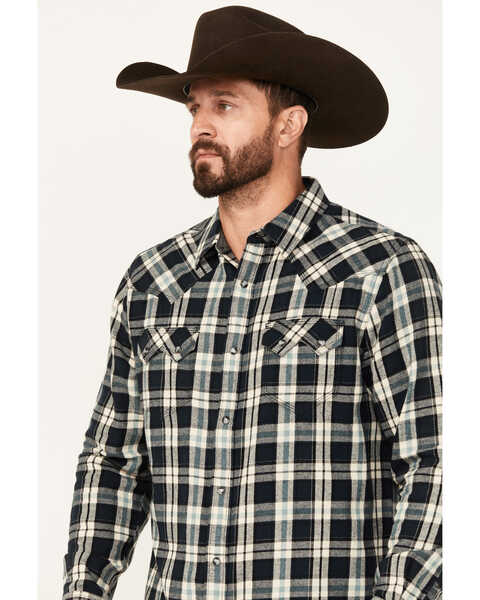 Image #3 - Moonshine Spirit Men's Acoustic Plaid Print Long Sleeve Snap Western Shirt, Black, hi-res